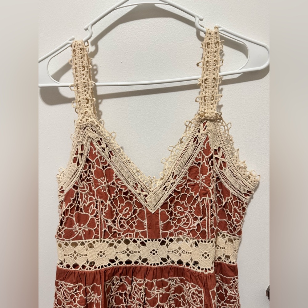 Sea New York Jonah Embroidery Sleeveless Midi Dress in Brick - Picture 6 of 8